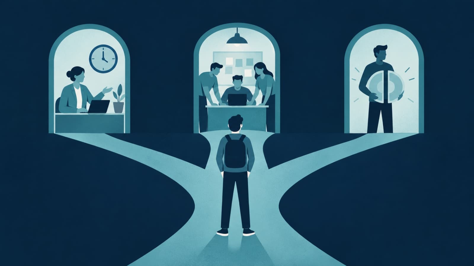 Founder at a junction choosing between a part-time advisor, a development studio and an equity co-founder